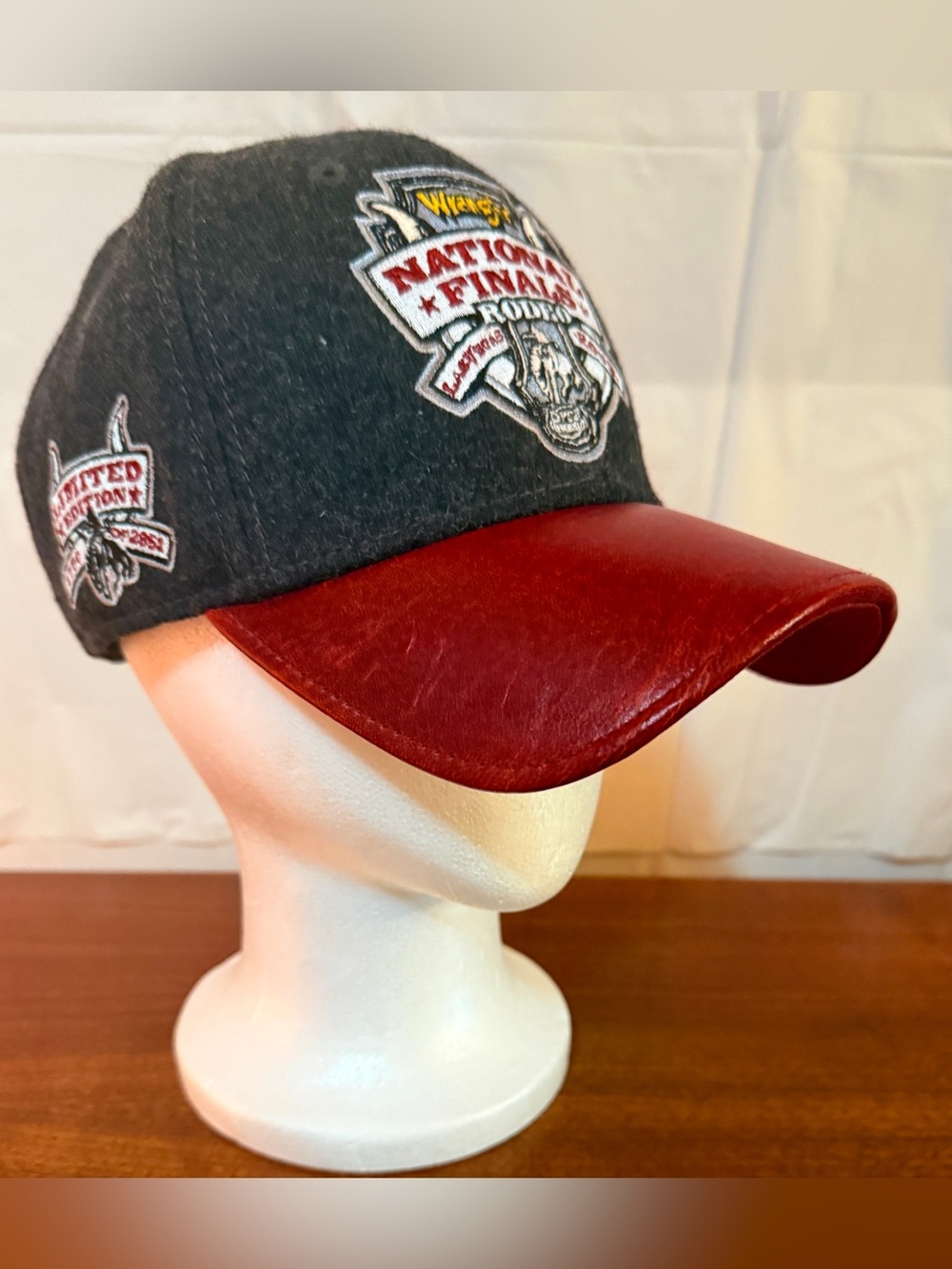 Vtg 2009 Wrangler NFR Rodeo Hat Baseball Cap Western #1750/2851 Red Leather Brim